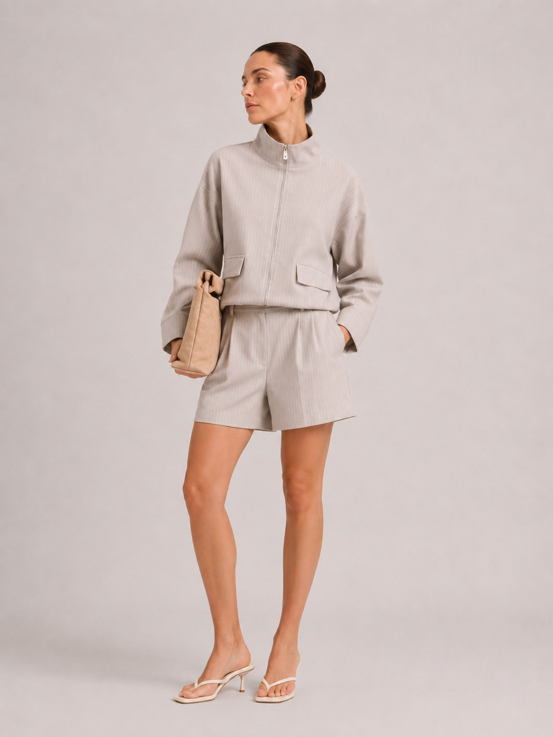 High Waist Shorts - Stone