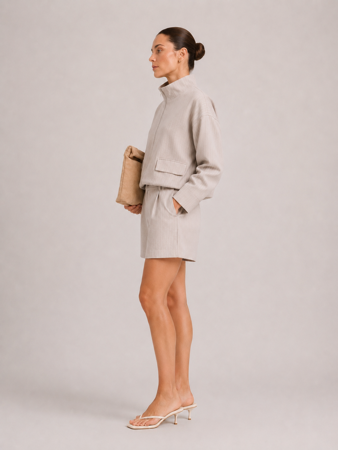 High Waist Shorts - Stone