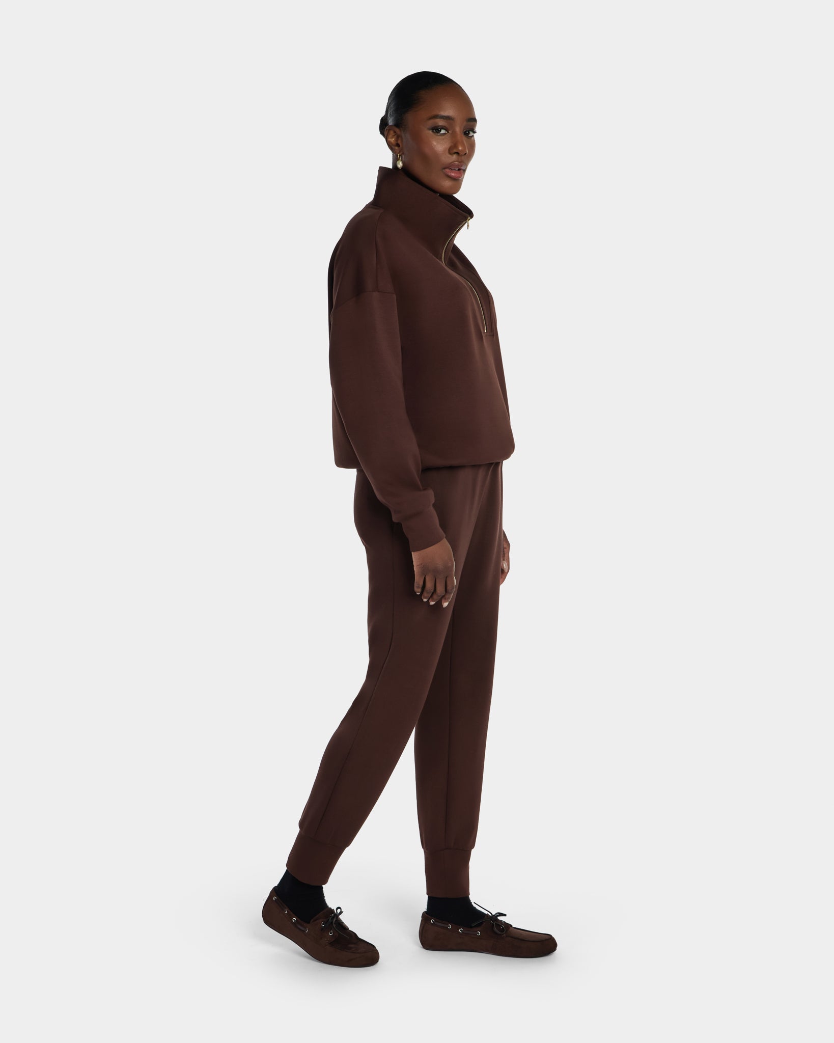 Cuff Leg Pants - Brown
