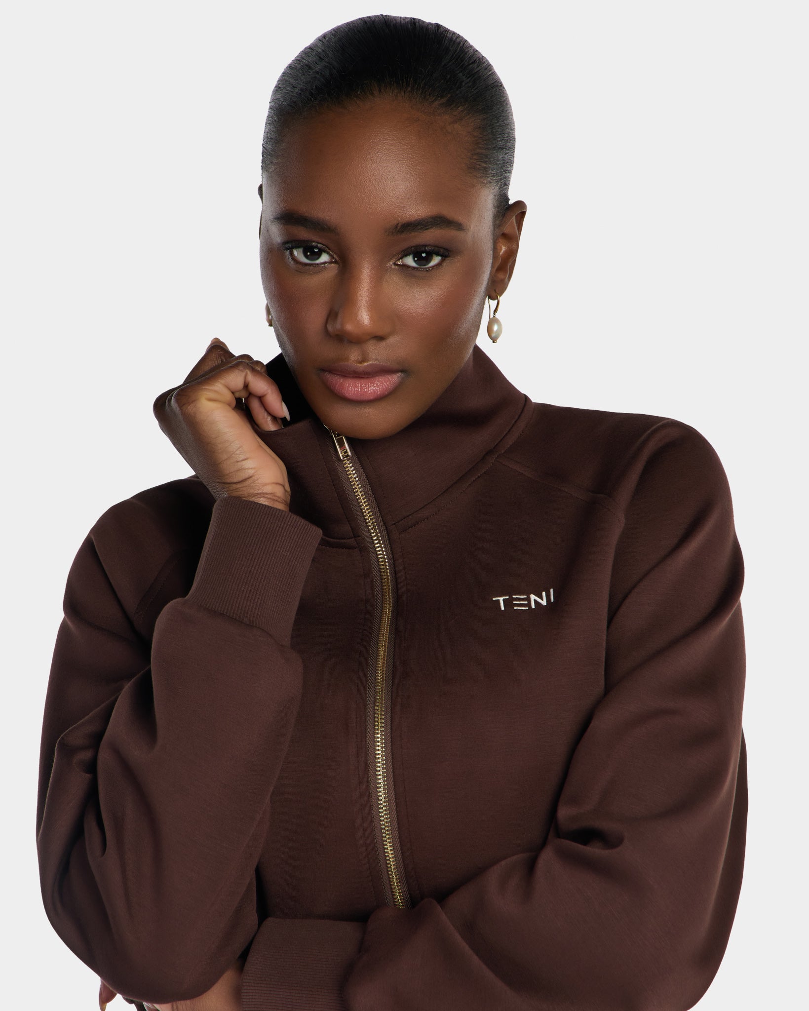 Full Zip Sweatshirt - Brown